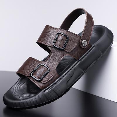 Die erste Schicht Rindsleder ist verschleißfest und atmungsaktiv, zwei Outdoor-Strandschuhe, Herrensandalen sind schlicht und vielseitig,