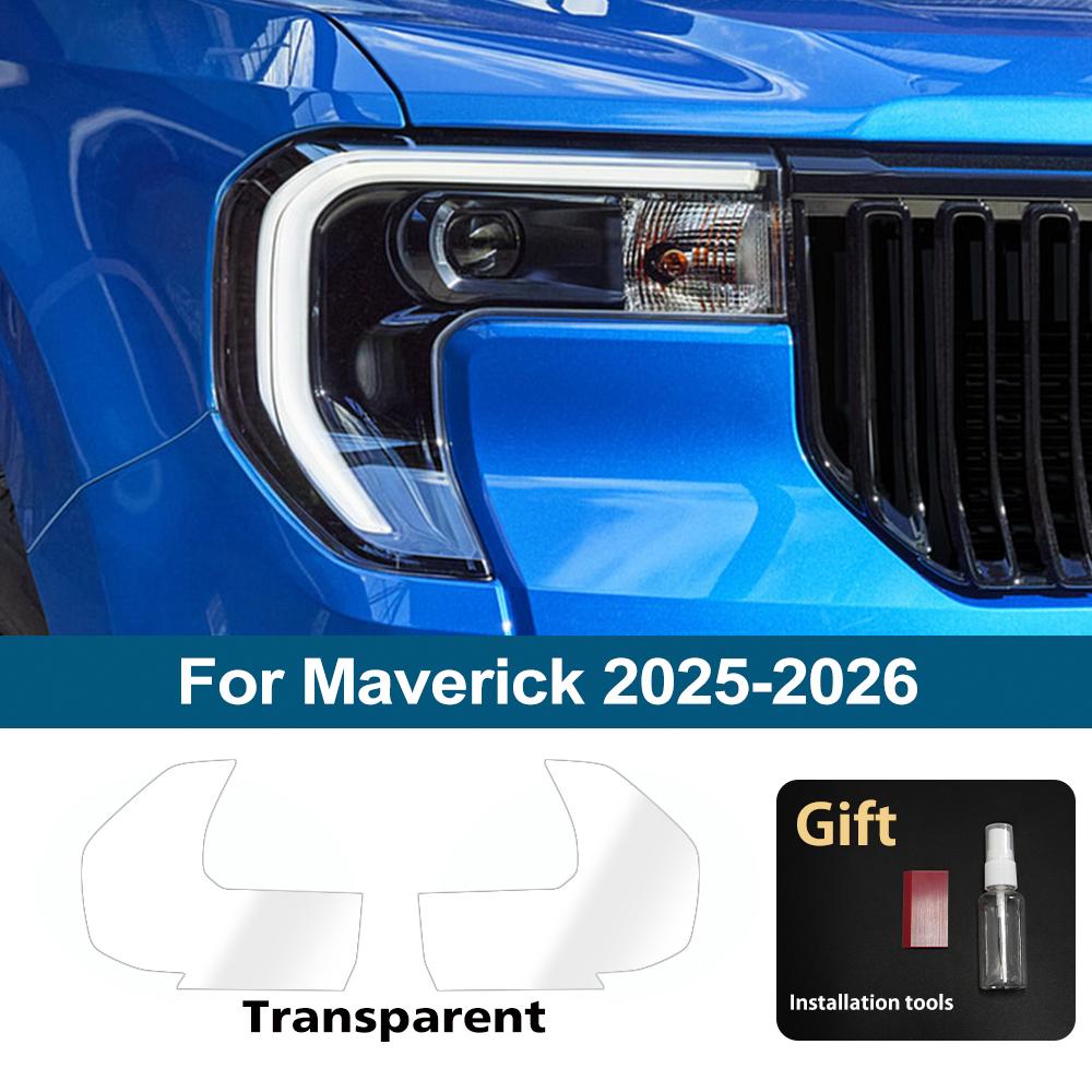 Car Headlight Protective Film For Ford Maverick 2026-2026 Smoke Black Pre Cut Anti-Scratch High-Gloss Vinyl Wrapping Film