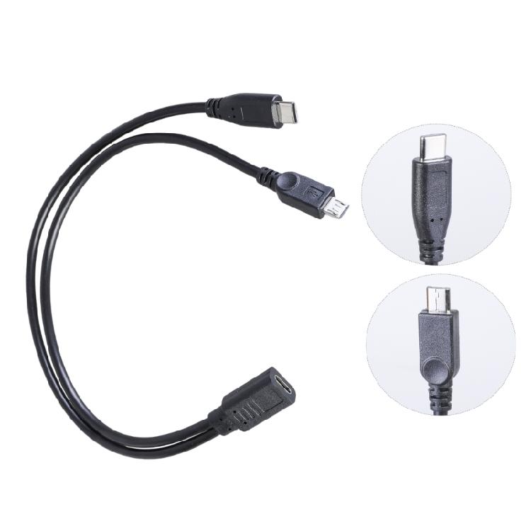 USB C Y Splitter Cable Type C Female To MicroUSB and Type C Male Charging Cable for Double Device Power