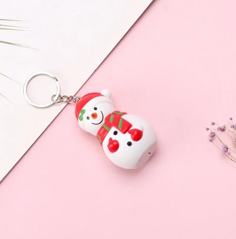 Santa Claus Christmas Snowman Christmas Tree LED Sounding Luminous Keychain Pendant Christmas Creative Gifts