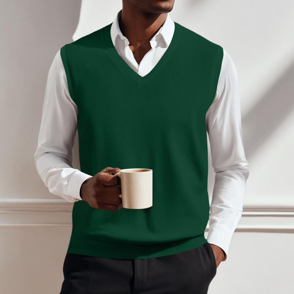 Men's V-neck Vest Sleeveless Knitted Pullover