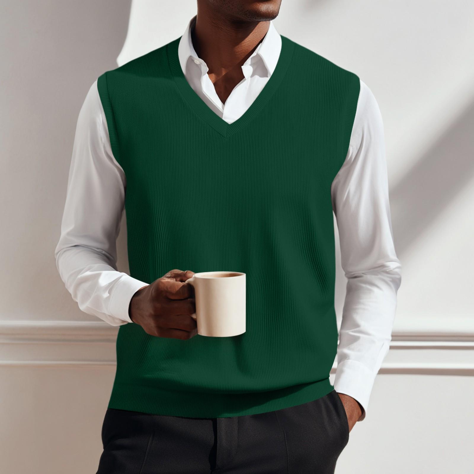 

Мужской жилет с V-образным вырезом, без рукавов, трикотажный пуловер M