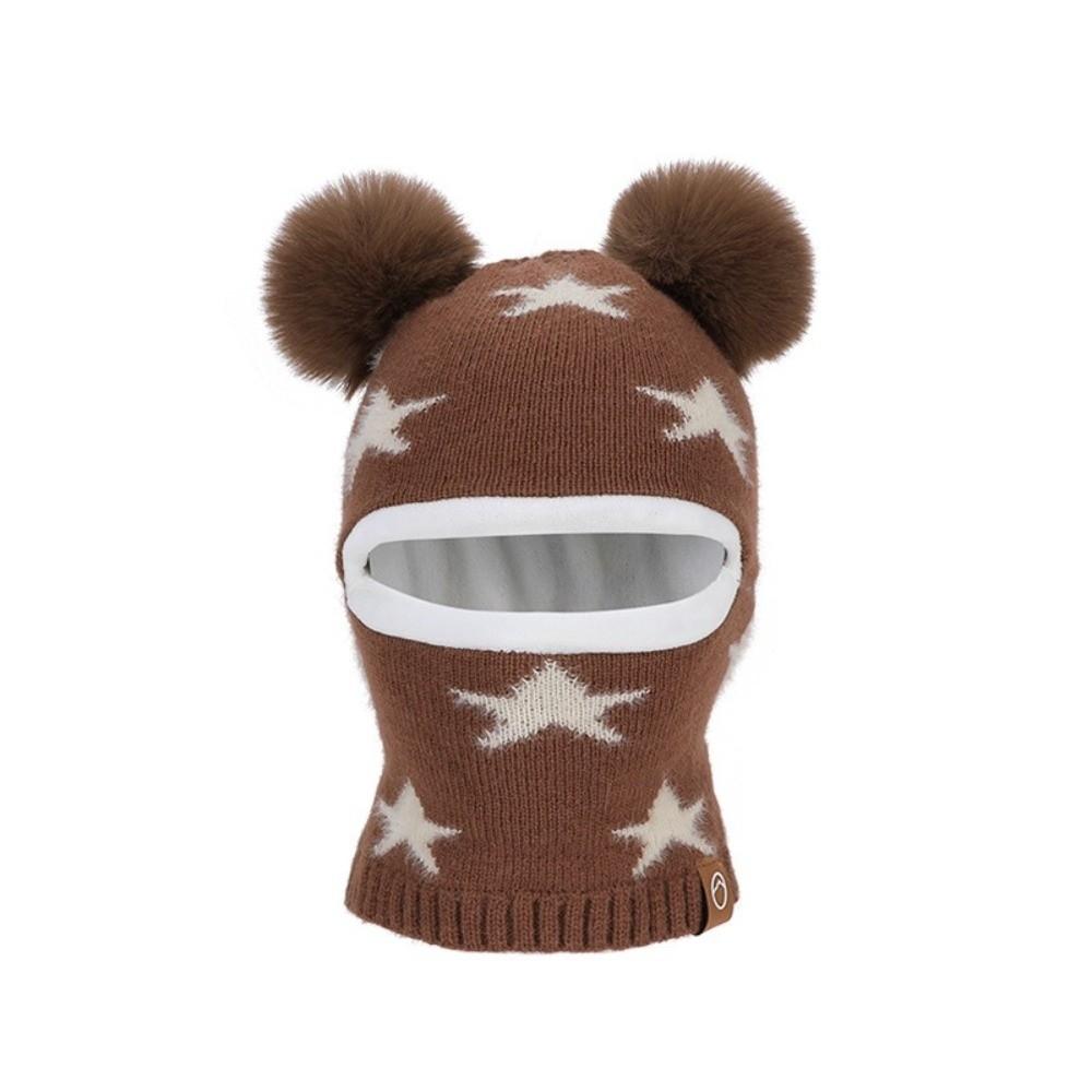 Ear Protection Winter Neck Gaiter Hat Acrylic Full Face Cover Hat Protective Pom Pom Hat For Boys