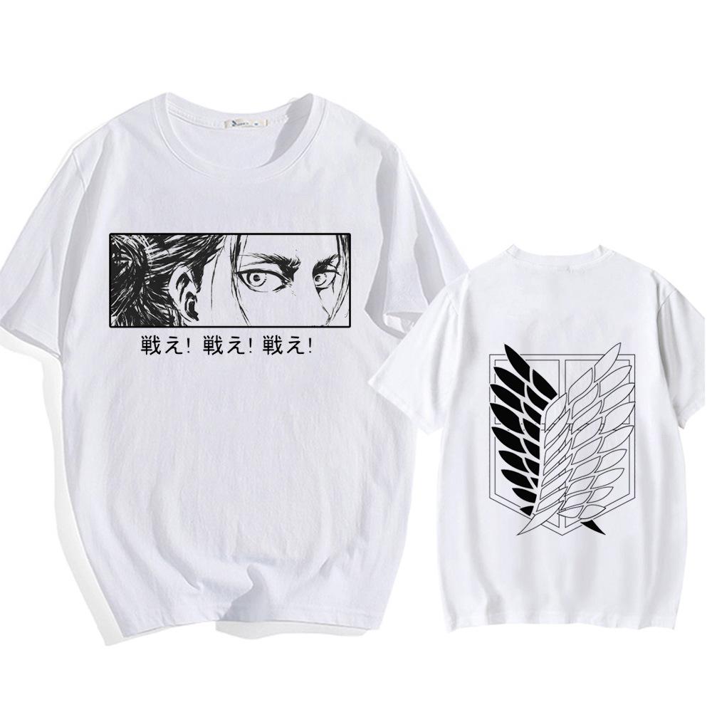 Anime T-shirt New Cross-border Animation Printed Wings Casual Large Size Men's Pure Cotton Loose T-shirt Men's