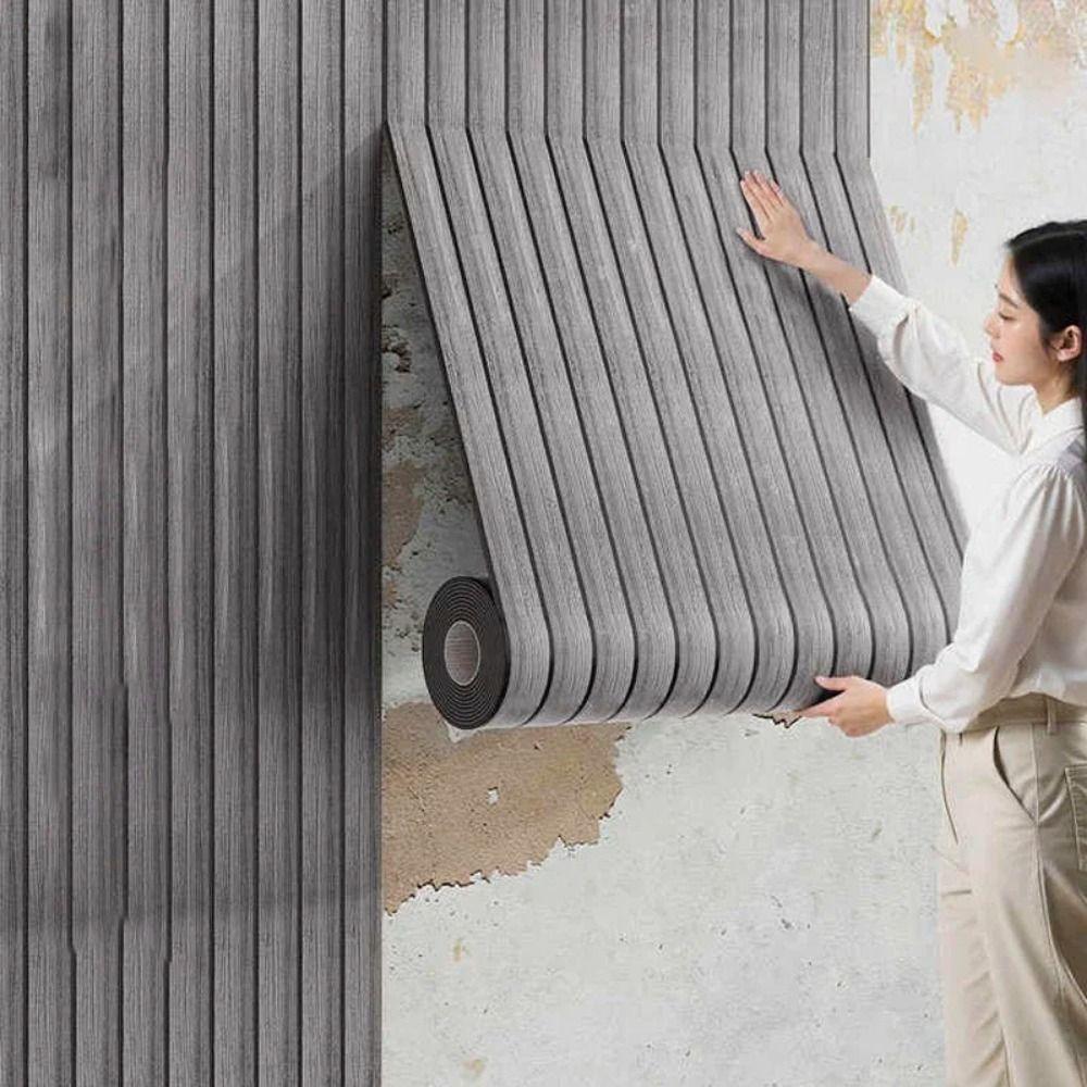 Waterproof Wall Stickers 45cm Width 10m Length Self-adhesive Wallpaper Thick Foam Moisture-proof Imitation Grille Wall Stickers