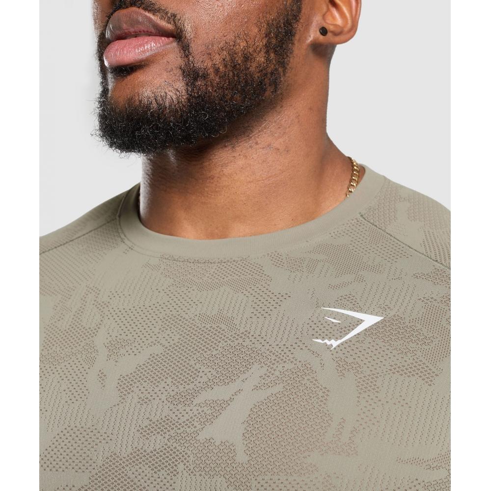 Gymshark Geo Seamless T shirT Linen Brown Camo Brown A5a2d Nb2d
