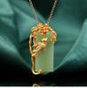 Jade Pendant Necklace Charm 18K Gold Plated Chain Phoenix Bird Dainty Gemstone