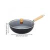 Round Iron Wok Versatile with Glass Lid EasyCare StirFry Pan for Small Household Cooks, Everyday