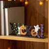 Indoor Holiday Home Accents Halloween Wooden Table Sign, Spooky Wicked Tiered Tray Decor, Pumpkin Black Themed Room Decor Cat Ghost Design,