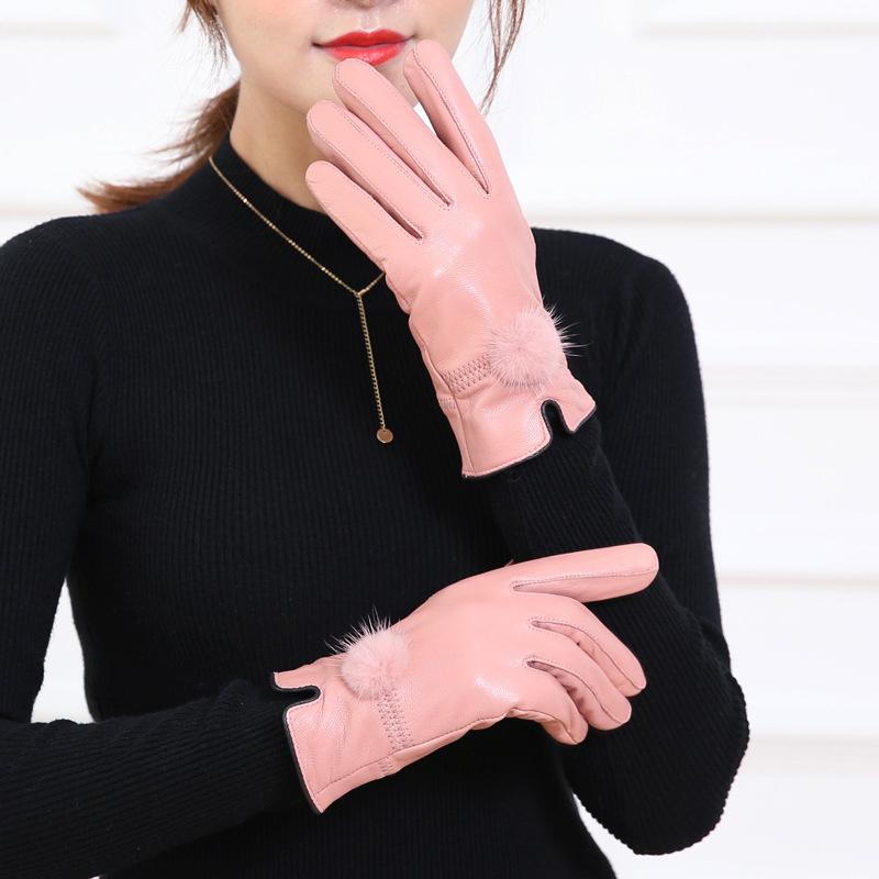 Mănuși din piele naturală pentru femei Mănuși de ciclism din catifea îngroșată și caldă