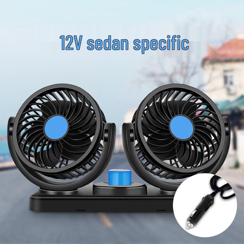 Portable Dual-Head USB Car Fan for Summer - Adjustable Mini Truck Fan