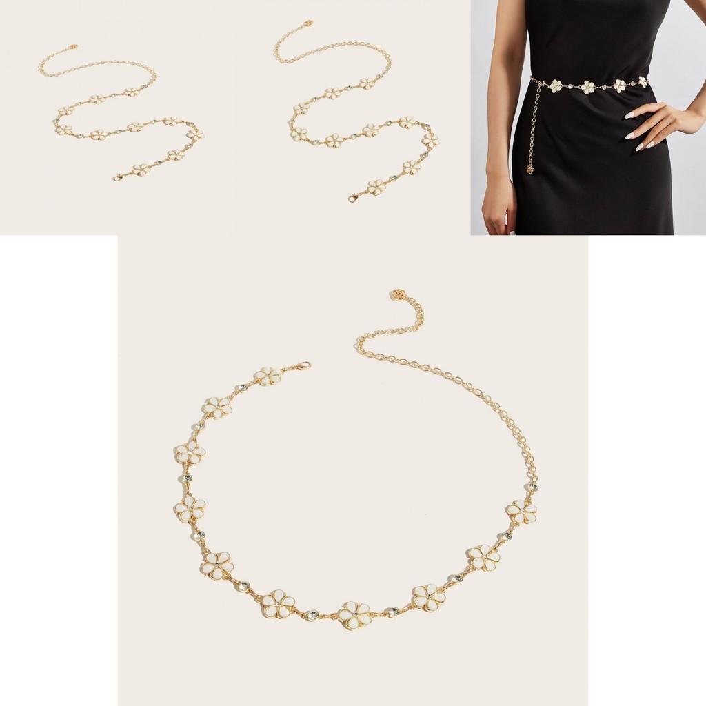 Womens Metal Floral Waist Chain With Hook Fastening For Fashionable Attire