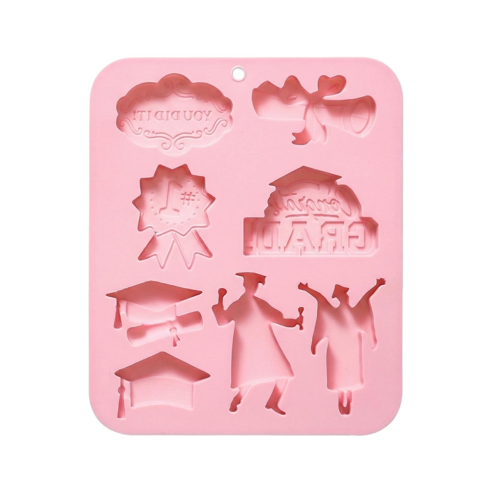 

Eight Graduation-themed Silicone Molds, Baking Tools, Cake Molds, Candy And Chocolate Molds One Size розовый