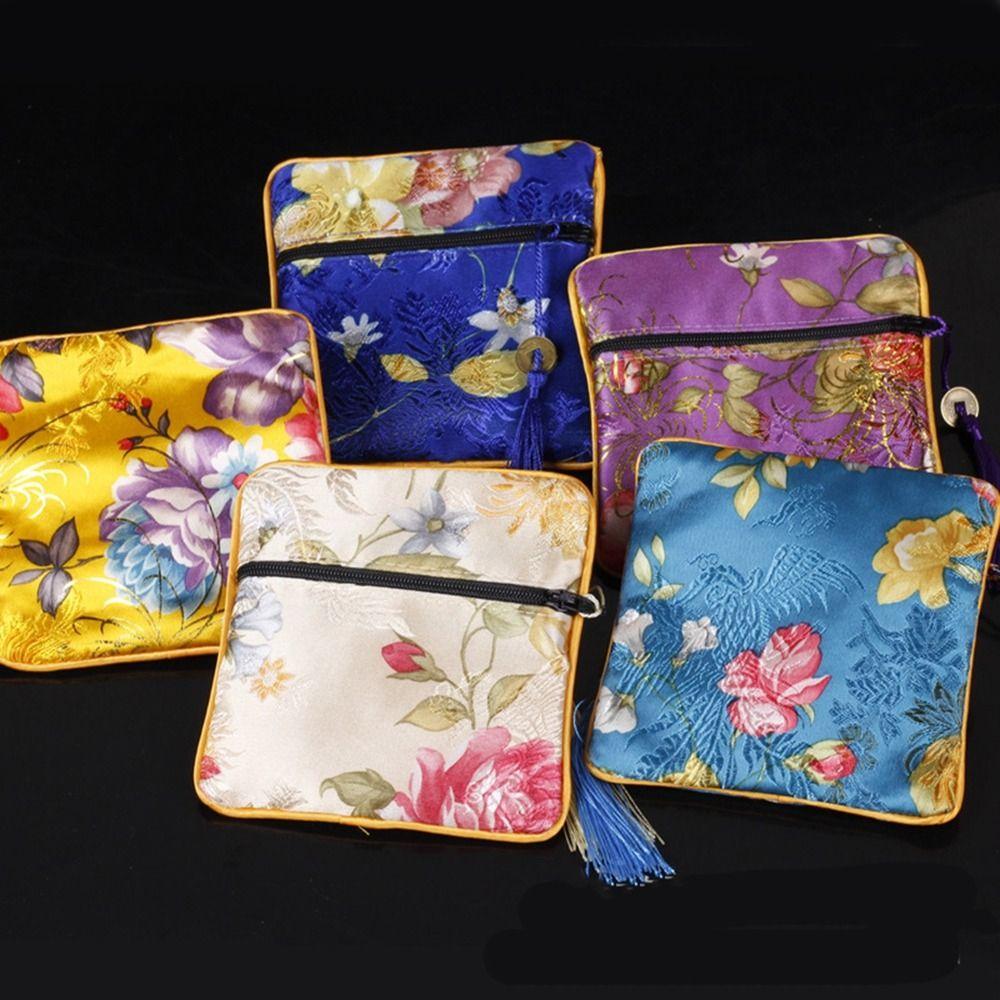 

Tassel Embroidery Coin Pouch Flower Chinese Style Coin Pouch Convenient Cloth Wallet Daily E