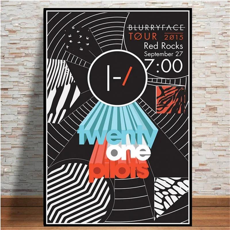 Popular Abstract Twenty One Pilot Rock Music Band Star Poster Art Canvas Modern Painting Mural for Living Room Home Decoration