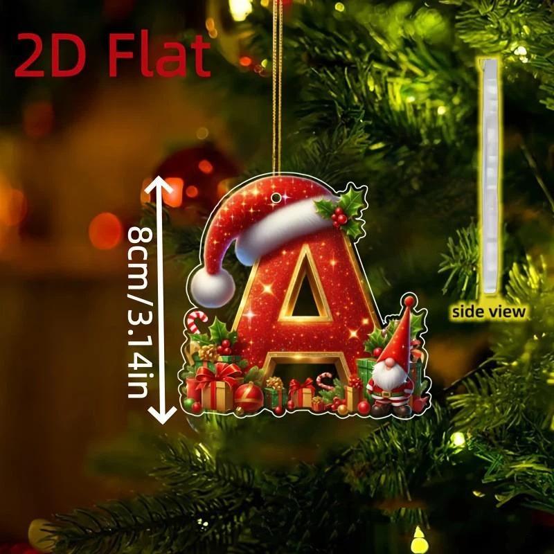 Christmas 26 Letters Ornament Flat Hanging Pendant Personalized Holiday Festive Tree Decor Gift For Christmas Party Ornament