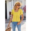 Women's Fashion Casual Summer Spring Solid Color Print Short Sleeve Square Collar Blouses & Shirts