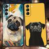 Dierlijke Zwarte Mopshond Close-up Telefoonhoesje Voor Samsung Galaxy S25 Edge S24 S23 S22 Ultra S20 S21 FE 5G S10 S9 Plus S10E Zachte Cover