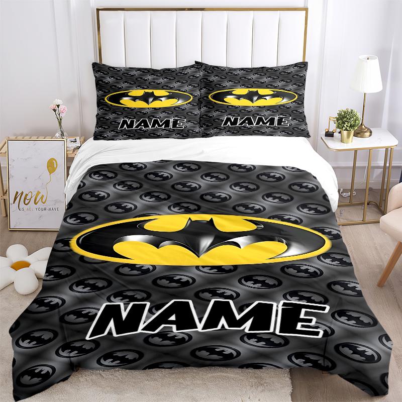 Custom Textile Batman Night Bedding 3 Piece Set HD Print Duvet Cover Pillowcases for Teens Adult Bedroom Decoration