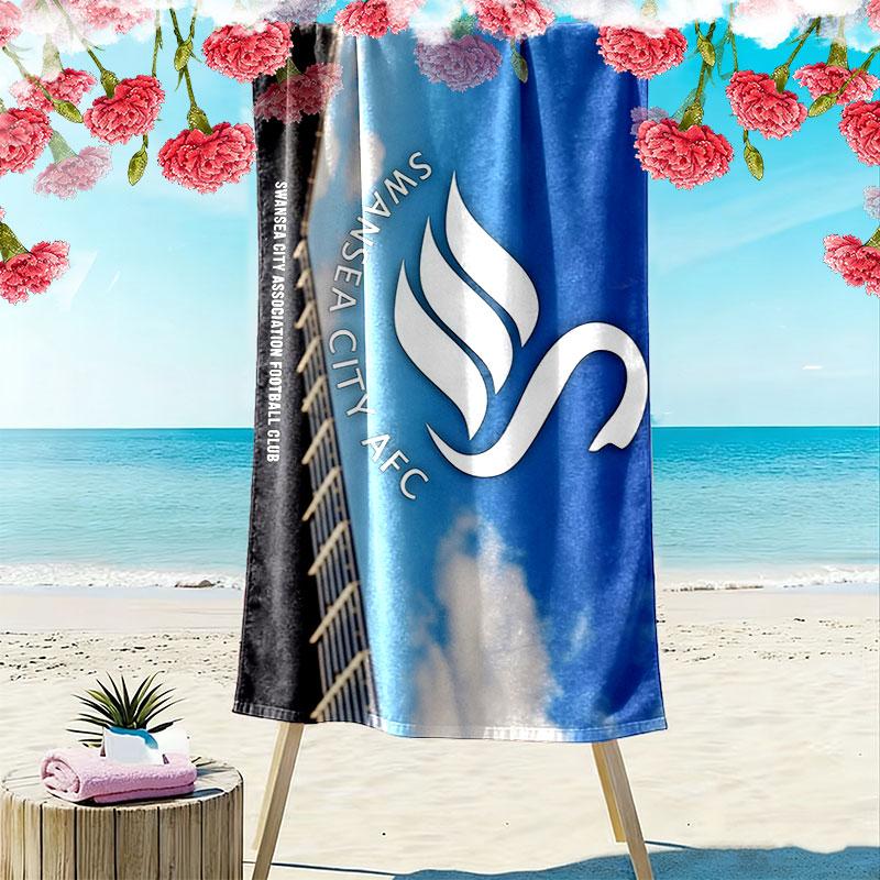 Swansea AFC Print Beach Towel, Large Soft Quick Dry Towel for Beach Camping Swimming