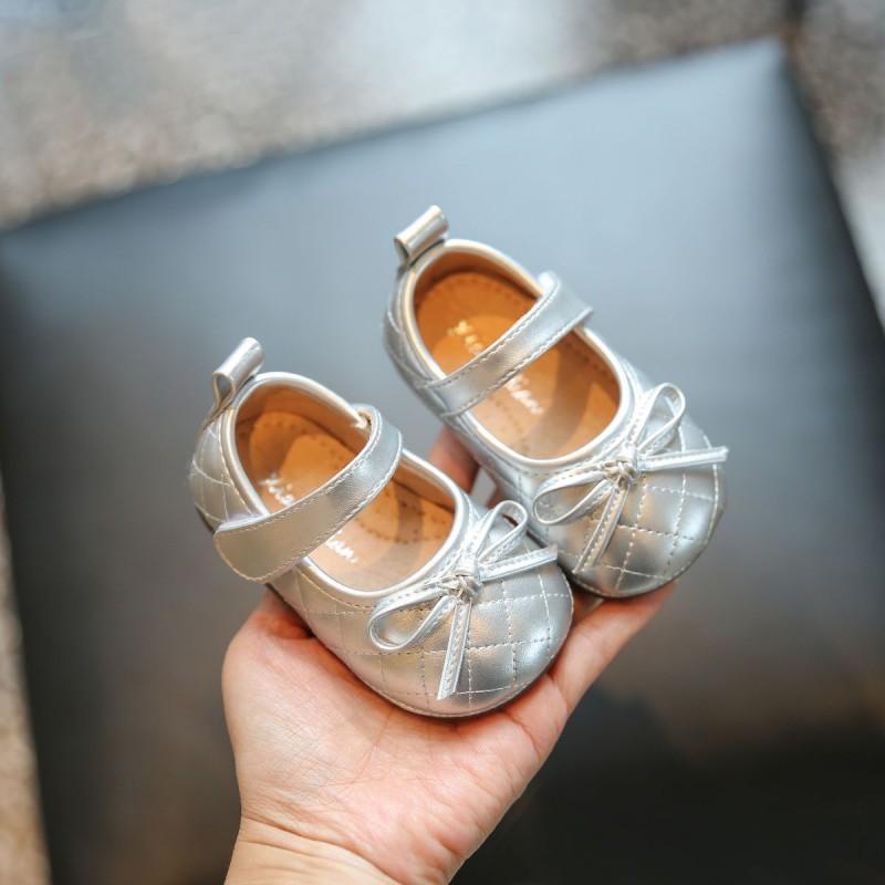 Youth Style Shoes Soft Sole Toddler Girls Walking Shoes Princess Style Slip-On With Bow Non-Slip Breathable Flat Shoe 0-6 Years