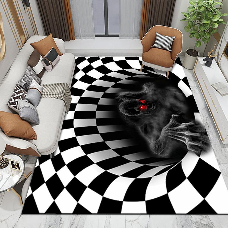 3D Vortex Illusion Carpet Entrance Door Floor Mat Abstract Geometric Optical Doormat Non-slip Floor Mat Living Room Decor Rug