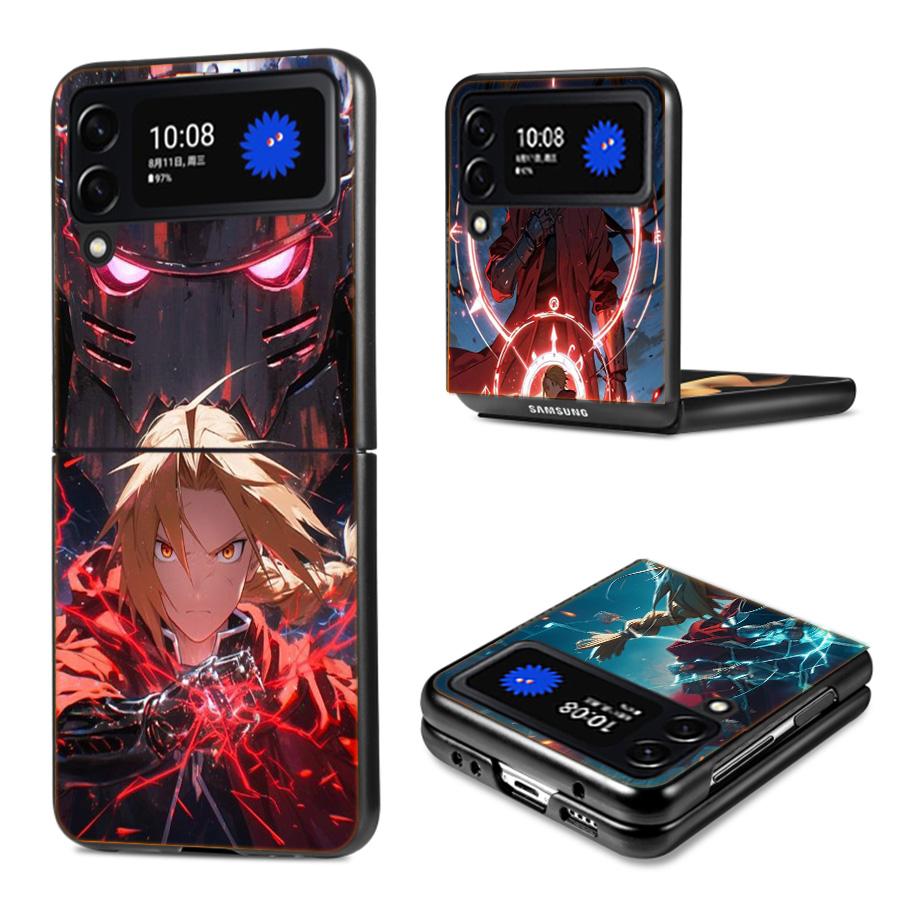 Anime F-Fullmetal A-Alchemist_ Brotherhood Phone Case For Samsung Z Flip 7 6 5G Galaxy Z Flip4 Z Flip5 Z Flip3 Coque Black Hard