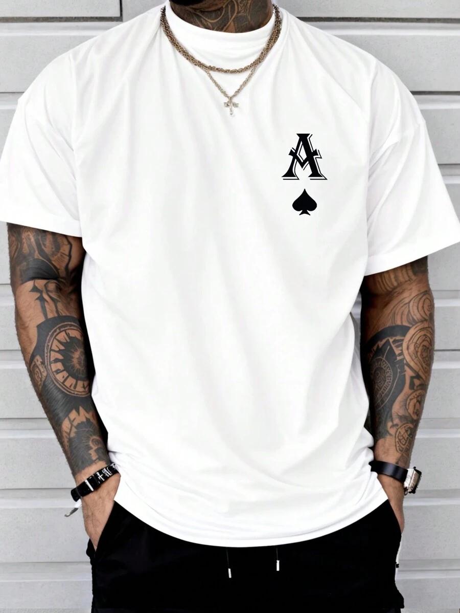 

unisex s Casual Letter Print Round Neck T-Shirt, Suitable For Work And Daily Wear L