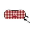 Portable Felt Sunglasses Pouch Soft Shockproof Zipper Eyeglass Case with Metal Clip Check Pattern Printed Eyewear Storage Bag