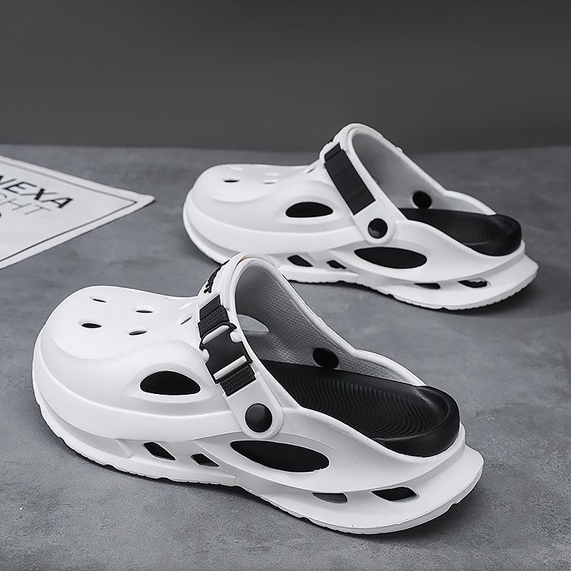 

Літні чоловічі пляжні шльопанці з отворами 2025 - Новинка 36-37 чорний/білий