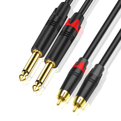 Dual 6.35 To Dual RCA Cable Audio Signal Balance Lines Large Mixer Wire For Microphones Power