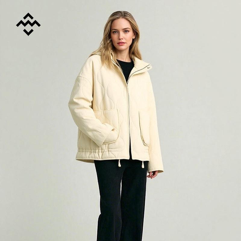 2025 Women's Urban Casual Washed Cotton Loose Stand Collar Jacket - Autumn/Winter Collection