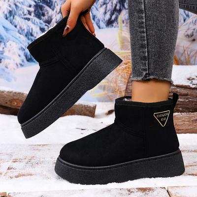 Nouvelles Bottines pour Femmes Chaudes Tube Court Chaussures en Coton Pain Femmes Hiver Semelle Épaisse Doublées Grande Taille Bottes de Neige Femmes
