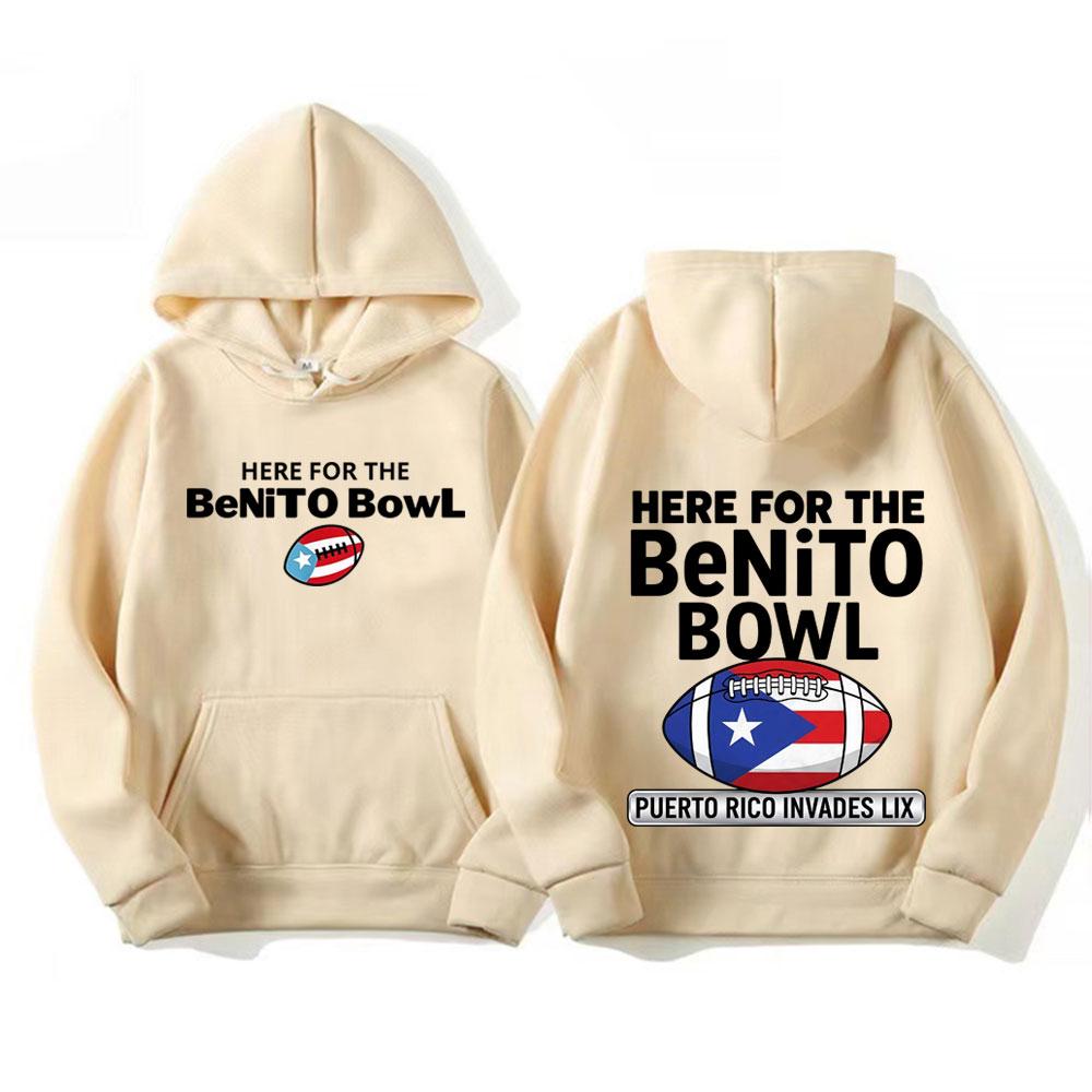 Here for The Benito Bowl Puerto Rico Flag Bad Bunny Hoodies Men's Clothing Fashion Hip Hop Hoodie Oversized Hot Sale Sweatshirts