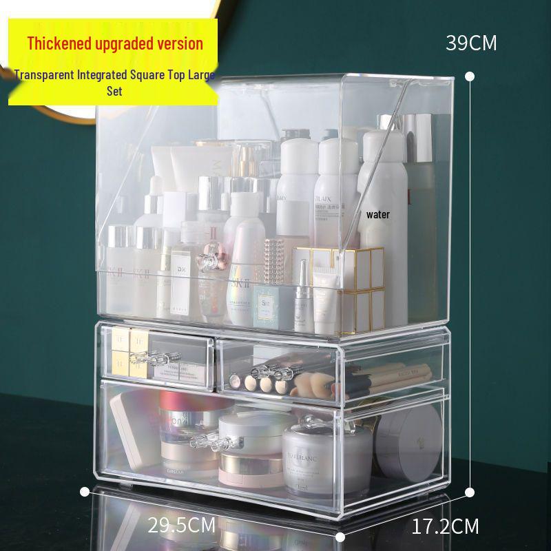 Organizator cosmetic transparent rezistent la praf cu capacitate mare pentru rujuri și produse de îngrijire a pielii