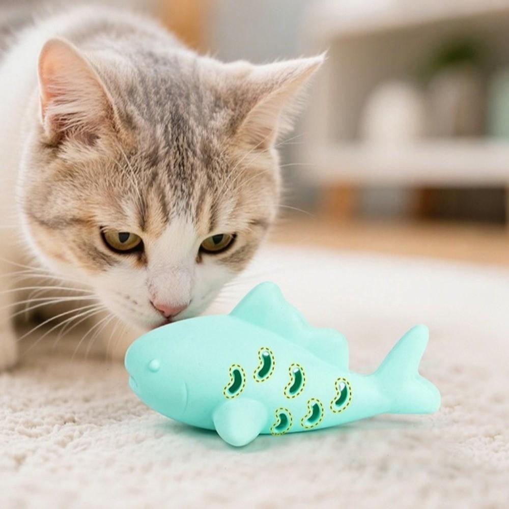 Fish-Shaped Cat Treat Dispenser Silicone Bite-Resistant Cat Treat Feeder Teeth Cleaning Food Leakage Interactive Cat