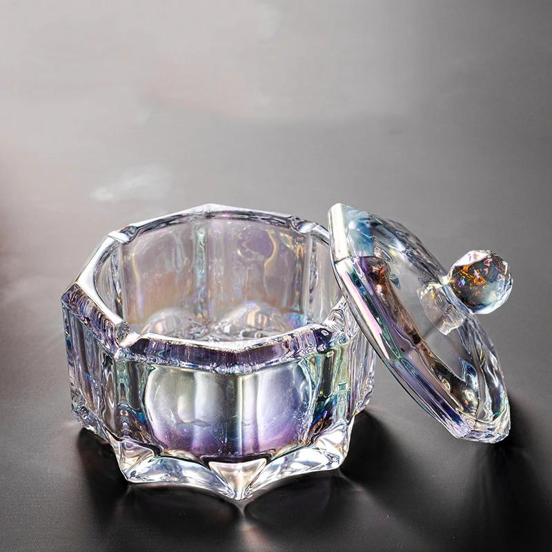 Luxury Crystal Glass Ashtray with Lid Household Wind and Fly Ash Cigar Ashtray Living Room Home Decoration Cigar Accessories