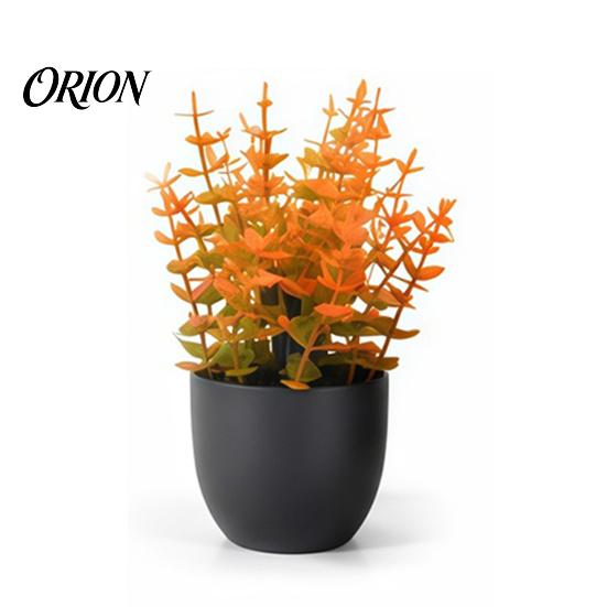 Eco-friendly Plastic Plant Simulated Small Potted Plant, Maintenance-Free, Realistic Autumn Leaves Maintenance-free Mini Fake for Bookshelf L