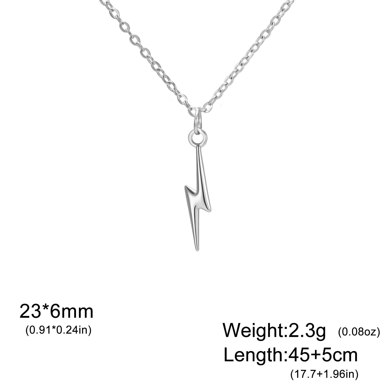 

Teamer Lightning Pendant Necklaces Stainless Steel Gold Color Simple Daily Jewelry For Women Man Fashion Gifts 45-50cm