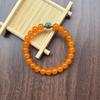 TK Healing Crystal Elastic Bracelet - Orange & Turquoise Stones for Prosperity & Good Luck, 8mm