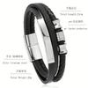 Titanium Steel Leather Bracelet Magnetic Clasp Punk Mens Wristband Trendy Fashion Accessory