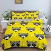 Raccoon Duvet Cover Set Grey Black Wild Animals Colourful Background King Queen Size Comforter Cover Polyester For Kids Boy Girl