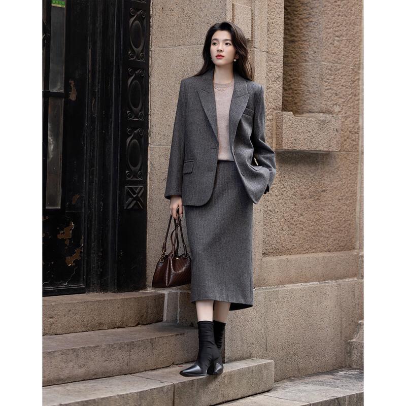 Demana Women's Wool Blend Business Suit Jacket