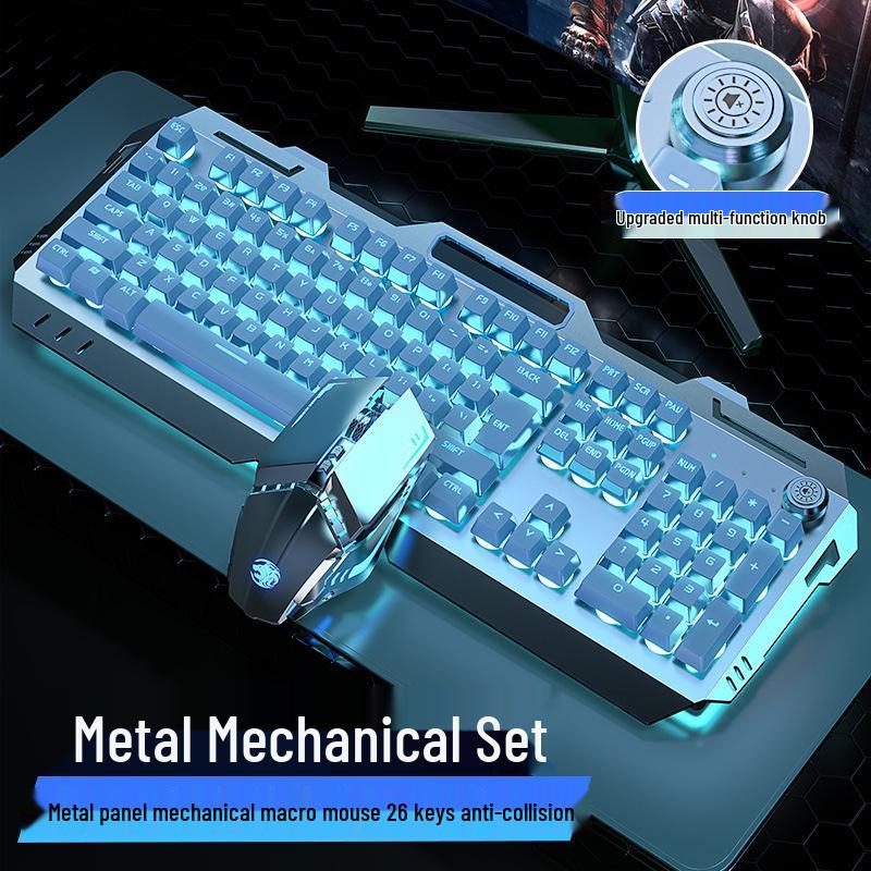 Wired E-sports Mechanical Keyboard, Mouse, and Headset Set for Laptop Gaming.