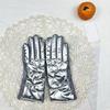 Women Winter Fashion Waterproof Touch Screen Down Cloth Suede Splicing Elastic Driving Gloves