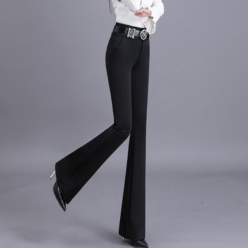Micro-flat Pants for Women's Autumn and Winter New Black High-waisted Slimming Drooping Wide-leg Casual Pants