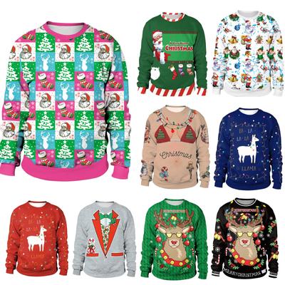 Women's Imitation Cotton Fashion Christmas Print Pattern Long-Sleeved T-shirt