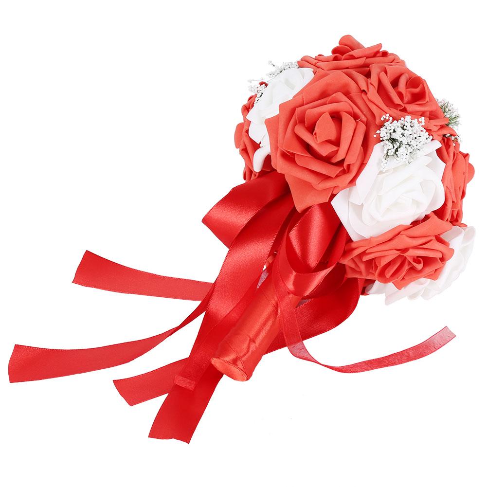Artificial Bridal Bouquet Flowers for Wedding Decorations Props Accessories (Purple)
