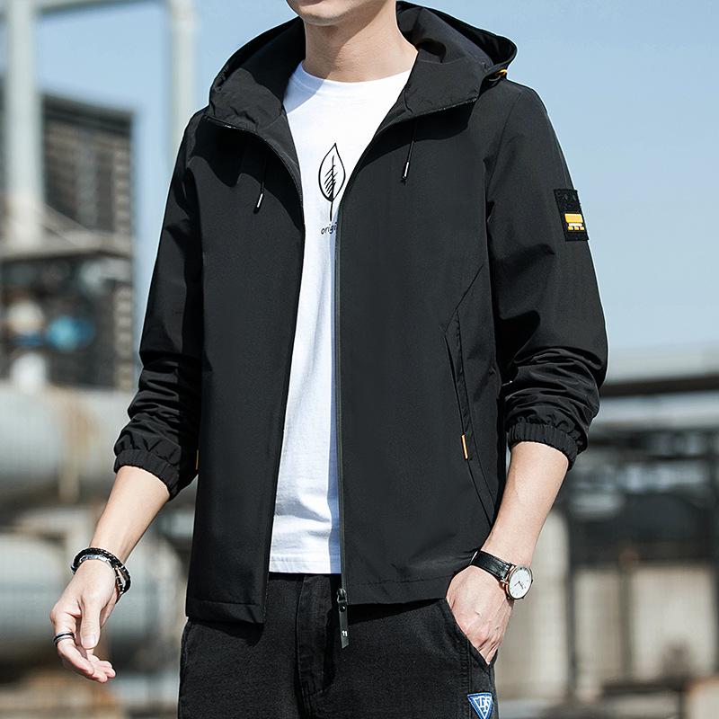 Spring Jacket Men's Hooded Jacket Youth Thin Jacket Outdoor Sports Casual Jacket Plus Size 5XL