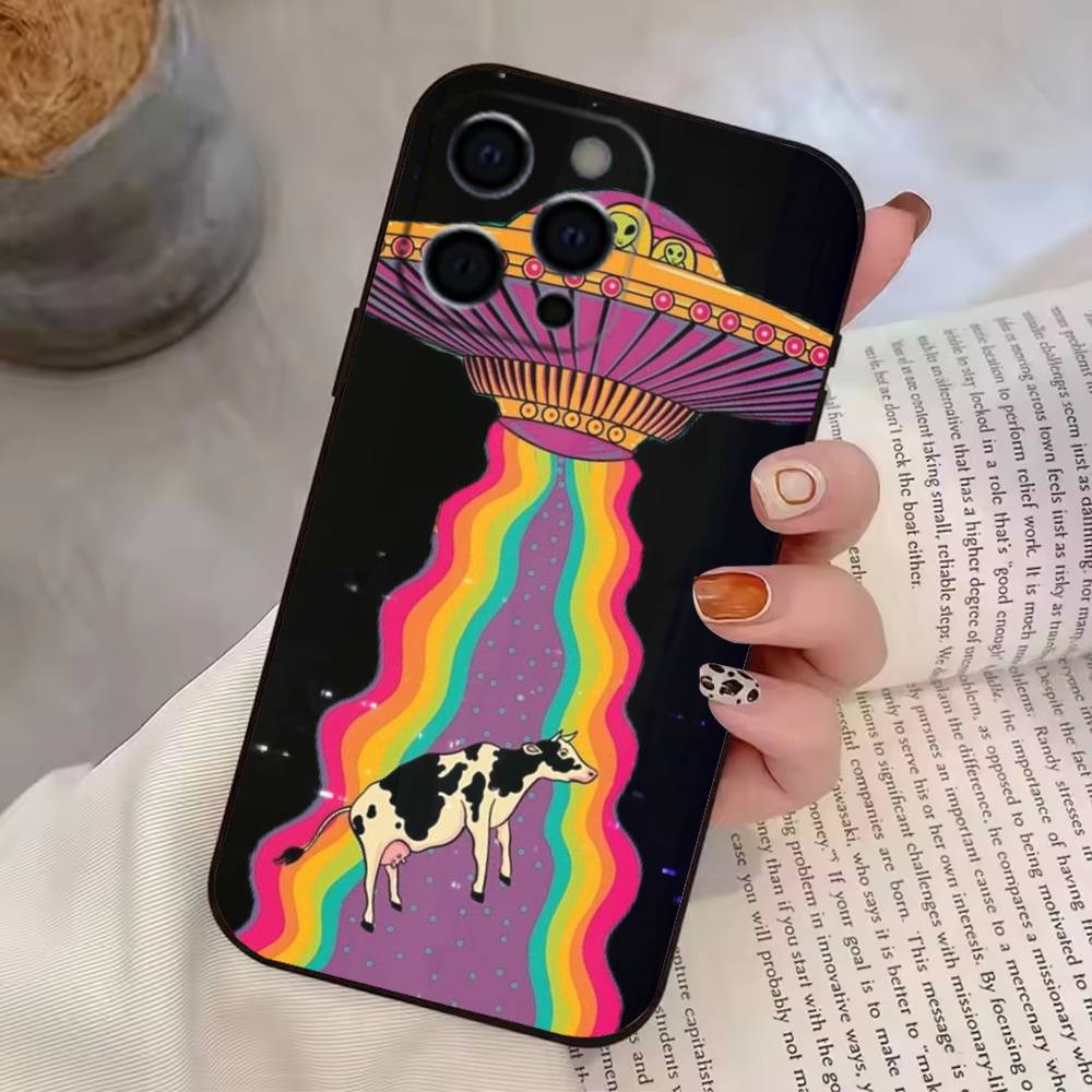 Aesthetics Cartoon Alien Space Phone Case Silicone Soft For IPhone 17 16 15 14 13 12 11 X XR Plus Pro Max Plus